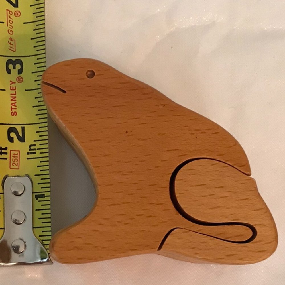 Handmade Wooden Three (3) Piece Frog Puzzle